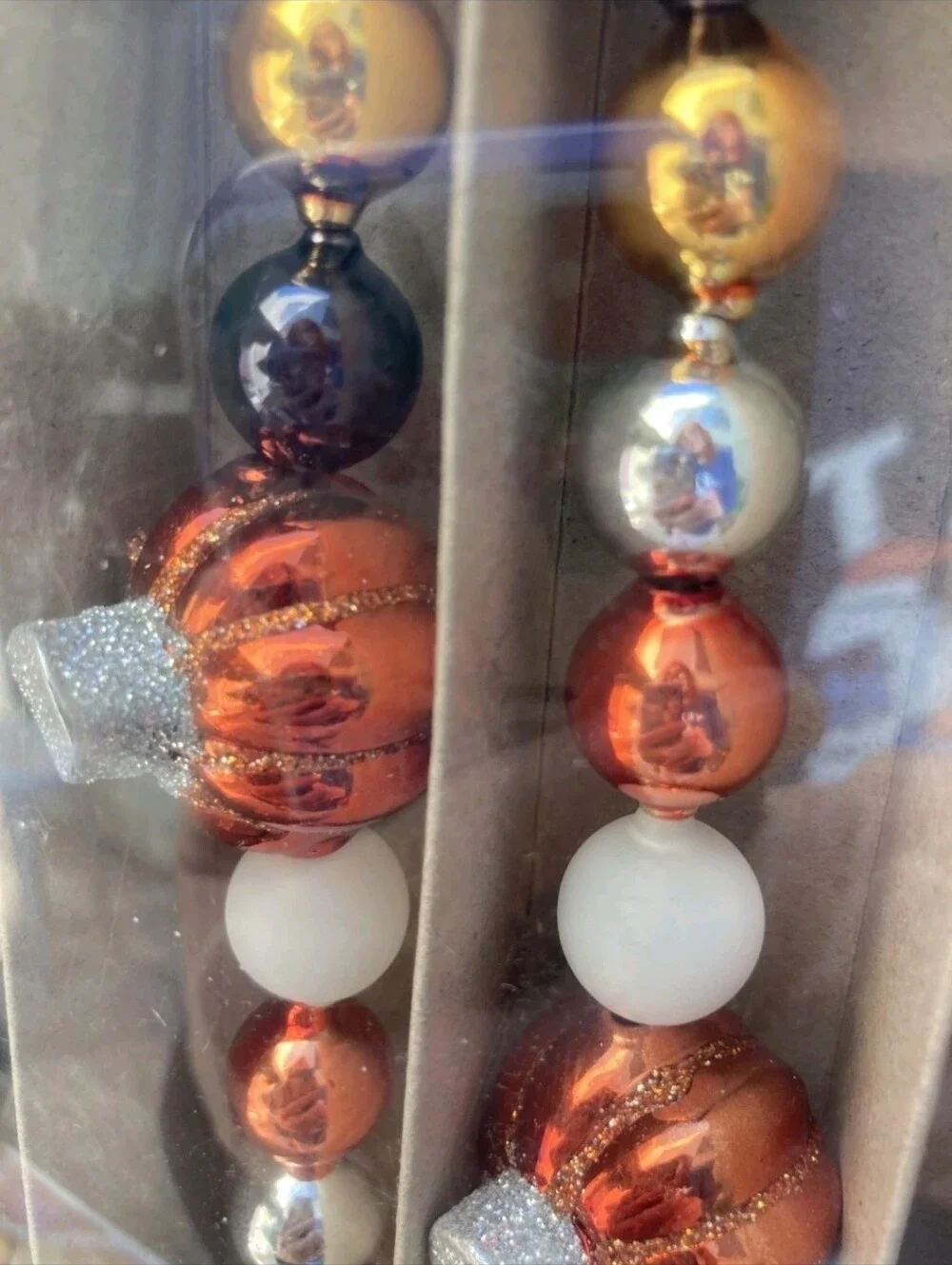 Radko Shiny Brite Vintage / Retro Style Glass Pumpkin Halloween Tree Garland NEW